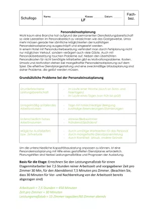 Unterrichtsbaustein: 11.1 Personaleinsatzplanung