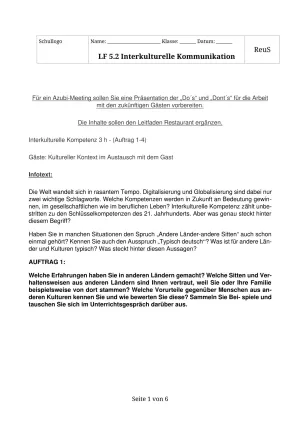 Unterrichtsbaustein: 5.2 Interkulturelle Kommunikation