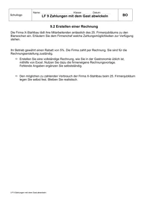 Unterrichtsbaustein: 9.2 Erstellen einer Rechnung