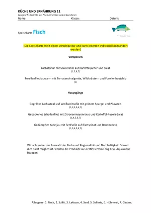 Unterrichtsbaustein: 8.1 Speisekarte Fisch