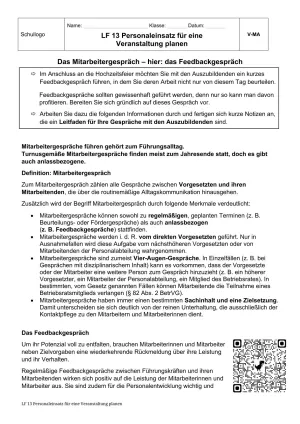 Unterrichtsbaustein: 13.1 Mitarbeitergespräch: Feedbackgespräch