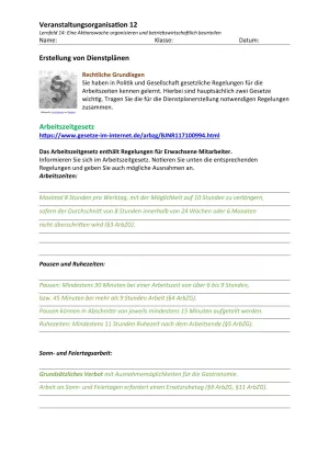 Unterrichtsbaustein: 14.1 Erstellung von Dienstplänen