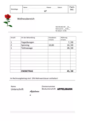 Unterrichtsbaustein: 6.3 Rechnungen Beispiele Familie Appelmann
