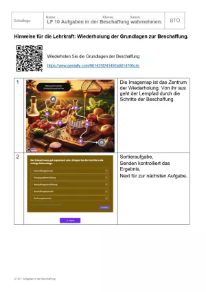 Unterrichtsbaustein: 10.1 Wiederholung der Grundlagen zur Beschaffung Lehrkraft