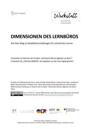 Handreichung: Dimensionen des Lernbüros: Auf dem Weg zu Qualitätsvorstellungen für schulisches Lernen