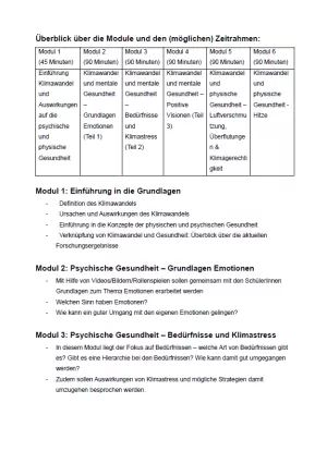 Broschuere: Projektbeschreibung "Bildung für die Zukunft: Psychische und körperliche Gesundheit in Anbetracht des Klimawandels"