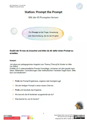 Entdeckendes: Don’t Panic Room - KI in der Kita | Station 2 "Prompt the Prompt - Mit der KI Prompten lernen"
