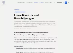 Webseite: Linux-Benutzer und Berechtigungen