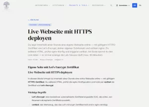 Webseite: Live-Webseite mit HTTPS deployen