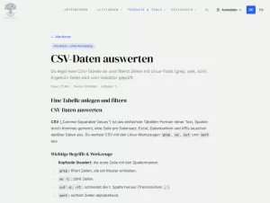 Webseite: CSV-Daten auswerten