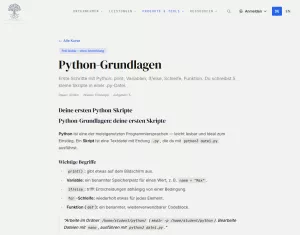 Webseite: Python-Grundlagen