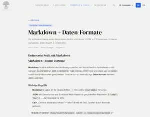 Webseite: Markdown + Daten-Formate