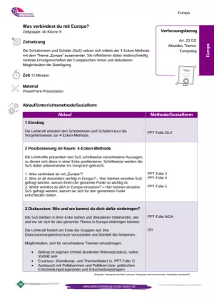 Unterrichtsplanung: Was verbindest du mit Europa? (PDF)