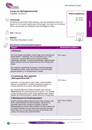 Unterrichtsplanung: Europa als Wertegemeinschaft (PDF)