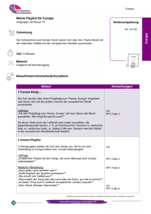Unterrichtsplanung: Meine Playlist für Europa (PDF)