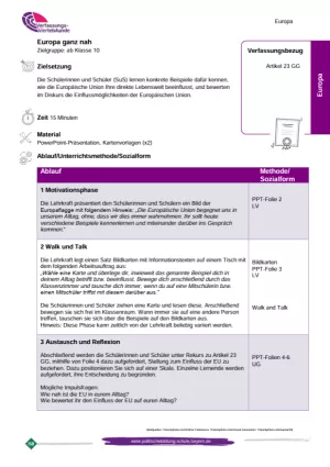 Unterrichtsplanung: Europa ganz nah (PDF)