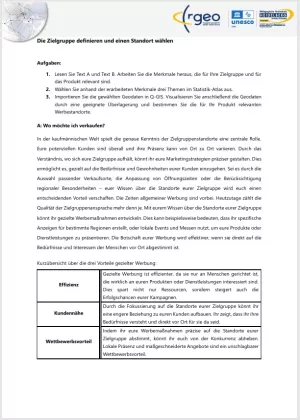 Arbeitsblatt: Die Zielgruppe definieren und einen Standort wählen (Treppenlifte)