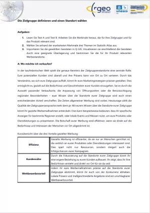Arbeitsblatt: Die Zielgruppe definieren und einen Standort wählen (Unternehmensberatung)