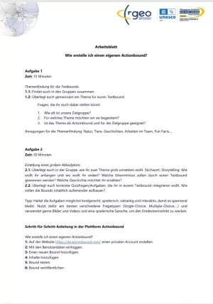 Arbeitsblatt: Arbeitsblatt: Eigenen Actionbound planen und entwickeln