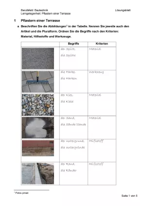 Text: Pflastern einer Terrasse - Lösungen (Pdf)