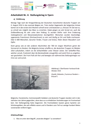 Arbeitsblatt: Arbeitsblatt 4 - Stellungskrieg in Ypern