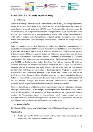 Arbeitsblatt: Arbeitsblatt 5 - Der erste moderne Krieg