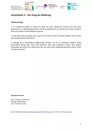 Arbeitsblatt: Arbeitsblatt 3 - Der Krieg als Weltkrieg