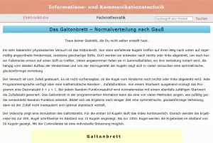 Webseite: Das Galtonbrett - Normalverteilung nach Gauß