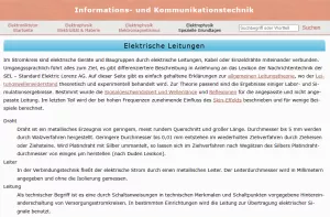 Webseite: Elektrische Leitungen