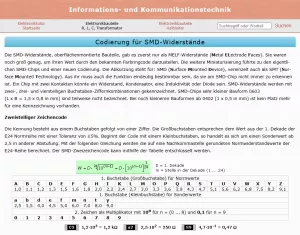 Webseite: Codierung für SMD-Widerstände