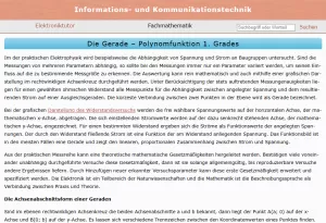 Webseite: Die Gerade - Polynomfunktion 1. Grades