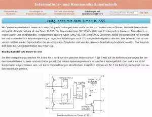Webseite: Zeitglieder mit dem Timer-IC 555