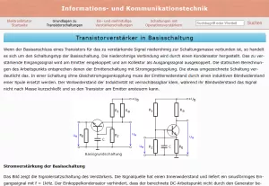 Webseite: Transistorverstärker in Basisschaltung