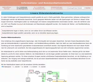 Webseite: Lineare Widerstandsnetzwerke