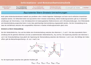 Webseite: Äquivalente Stern-Dreieck-Umrechnungen