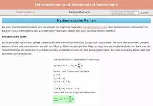 Webseite: Mathematische Reihen