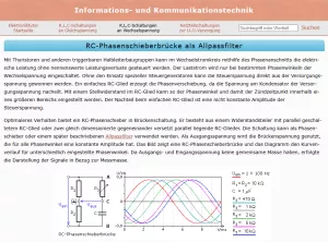 Webseite: RC-Phasenschieberbrücke als Allpassfilter