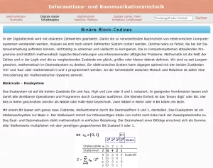Webseite: Binäre Block-Codices