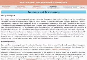 Webseite: Spannungs- und Strommessung