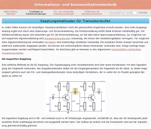 Webseite: Kopplungsmethoden für Transistorstufen