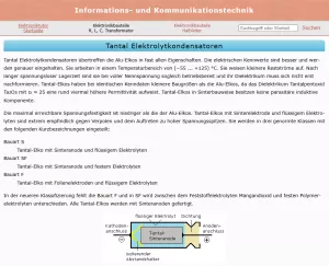 Webseite: Tantal-Elektrolytkondensatoren