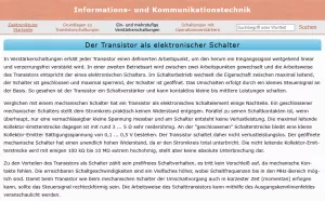 Webseite: Der Transistor als elektronischer Schalter