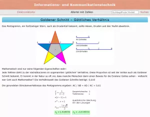 Webseite: Goldener Schnitt - Göttliches Verhältnis