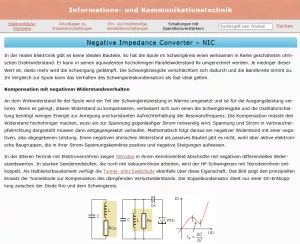 Webseite: Negative Impedance Converter - NIC