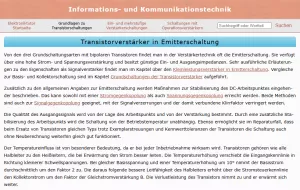 Webseite: Transistorverstärker in Emitterschaltung