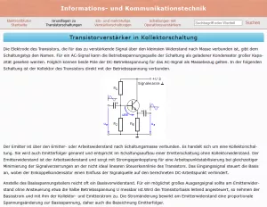Webseite: Transistorverstärker in Kollektorschaltung