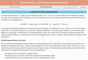 Webseite: Lineare Gleichungssysteme