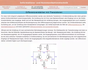Webseite: Differenzverstärker mit Transistoren
