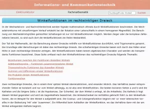 Webseite: Winkelfunktionen im rechtwinkligen Dreieck