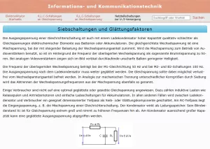 Webseite: Siebschaltungen und Glättungsfaktoren